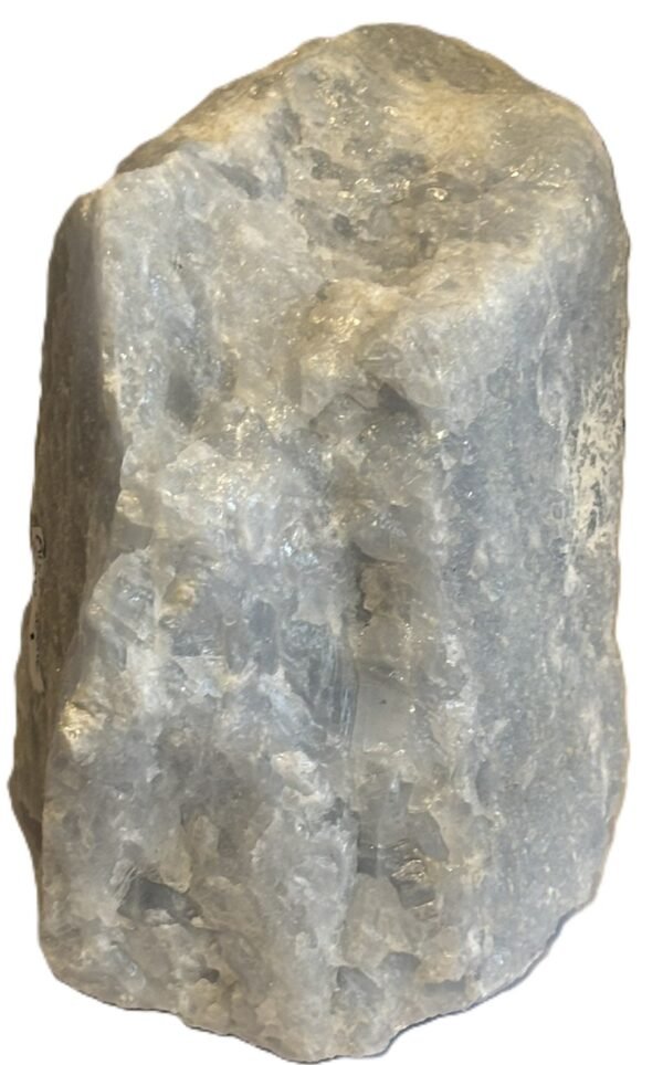 Natural rough blue calcite mineral specimen 1 3 3 sians emporium Rough natural blue calcite crystal specimen showing soft sky blue colouration and raw crystalline texture